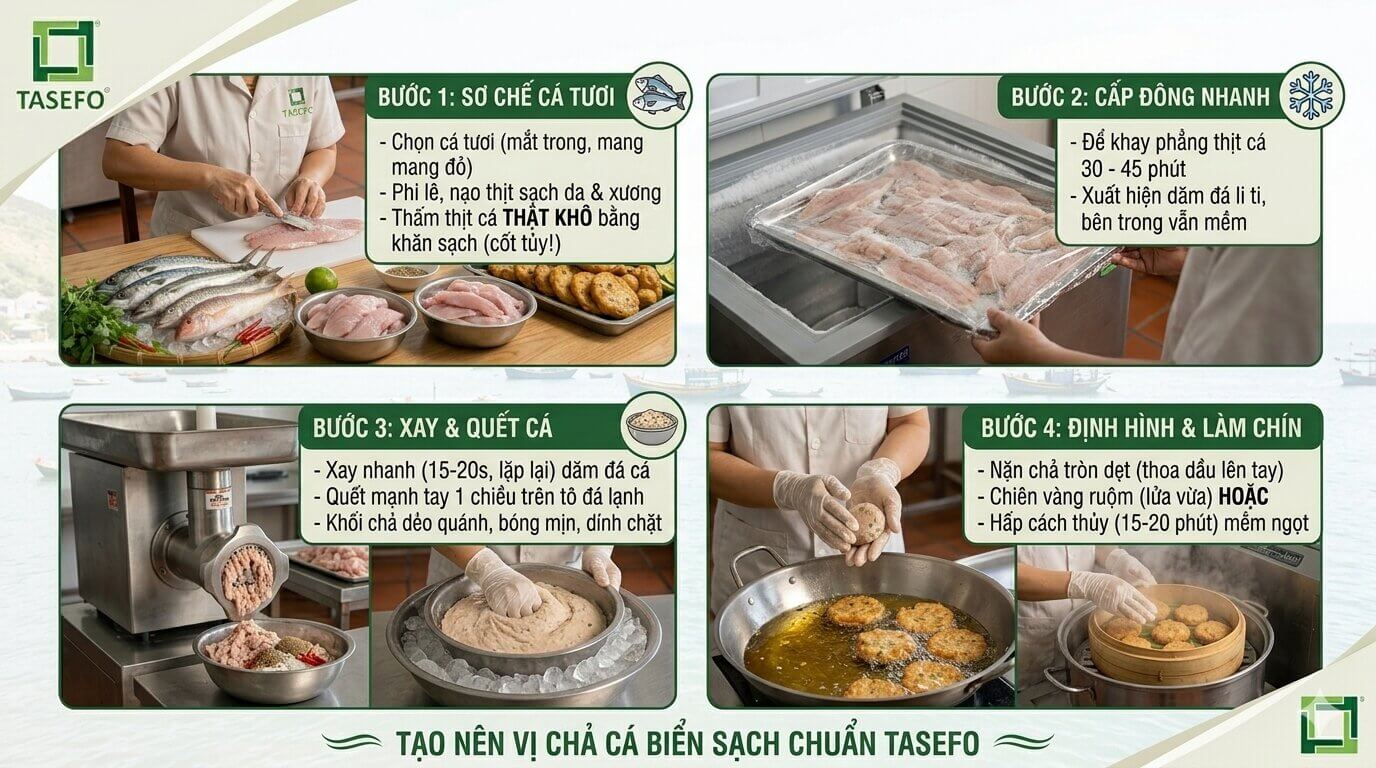 Quy trình chế biến chả cá biển